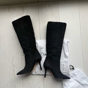 Larroude Kate Black Suede Boots